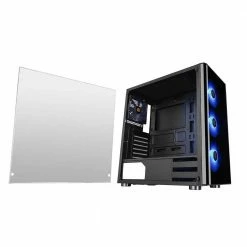 Thermaltake V200 RGB Tempered Glass ATX Mid-Tower Computer Case - Black -Intel core Shop 605853 929893 04 front zoom