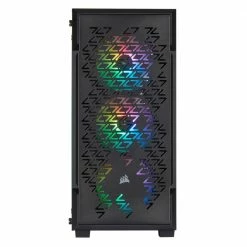 Corsair ICUE 220T Tempered Glass RGB ATX Mid-Tower Computer Case - Black -Intel core Shop 607531 955112 03 front zoom