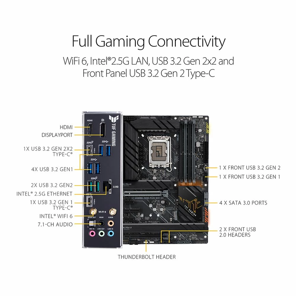 ASUS Z690-PLUS TUF Gaming WiFi DDR4 Intel LGA 1700 ATX Motherboard 3 ASUS Z690-PLUS TUF Gaming WiFi DDR4 Intel LGA 1700 ATX Motherboard - Image 3