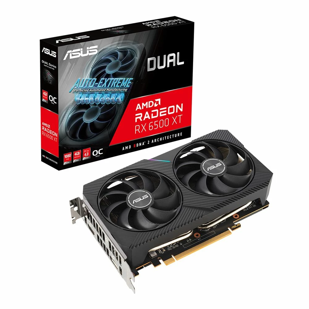 ASUS AMD Radeon RX 6500 XT Dual Overclocked Dual Fan 4GB GDDR6 PCIe 4.0 Graphics Card 4 ASUS AMD Radeon RX 6500 XT Dual Overclocked Dual Fan 4GB GDDR6 PCIe 4.0 Graphics Card - Image 4