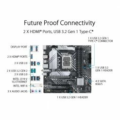 ASUS B660M-A Prime WiFi D4 Intel LGA 1700 MicroATX Motherboard -Intel core Shop 647568 383521 03 front zoom