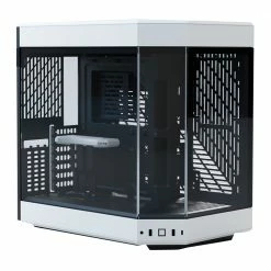 HYTE Y60 Modern Aesthetic Dual Chamber Panoramic Tempered Glass Mid-Tower ATX Computer Gaming Case - White - PCIe 4.0 Riser Cable Included