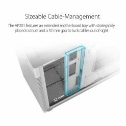 ASUS Prime AP201 MicroATX Mini Tower Computer Case - White -Intel core Shop 651917 437277 04 front zoom